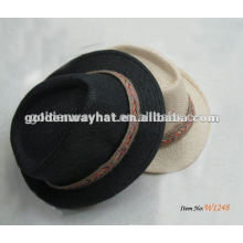paper black with white band fedora hat